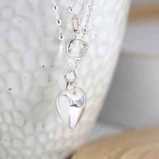 Silver Plated Layered Crystal & Puffed Heart Necklace by Peace of Mind